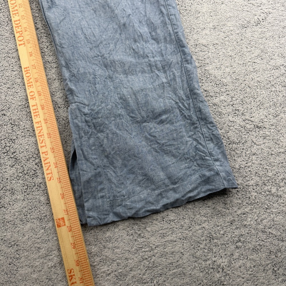 Athleta Retreat Linen Pant Womens 8 Blue Wide Leg High Waisted Ankle Slit Resort - Picture 12 of 13